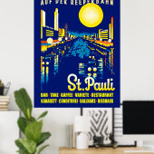 Poster St Pauli la nuit, Hambourg, Allemagne (Bureau à domicile)