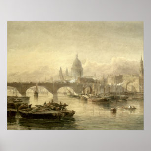 Poster St. Paul's Cathedral and London Bridge from the Su