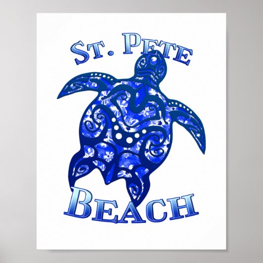 Poster St Pete Beach Floride Vacances Tortue Tribale (Devant)