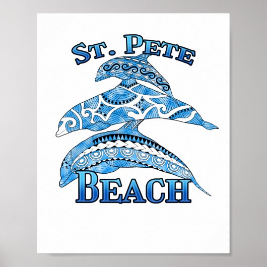 Poster St. Pete Florida Beach Vacation Dauphins tribaux (Devant)