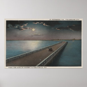 Poster St Petersburg, la Floride - vue de nuit de