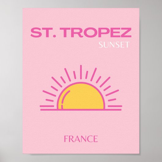 Poster St Tropez, France, Coucher de soleil, Art de voyag (Devant)