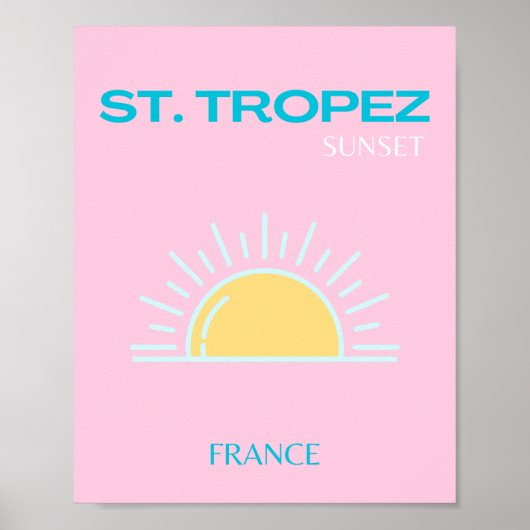Poster St Tropez, France, Preppy, Rose (Devant)