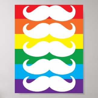 Poster Stache arc-en-ciel