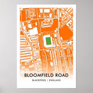 Poster Stade Bloomfield Road à Blackpool, Angleterre