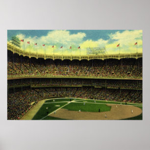 Poster Stade de baseball de sports vintage avec des foule