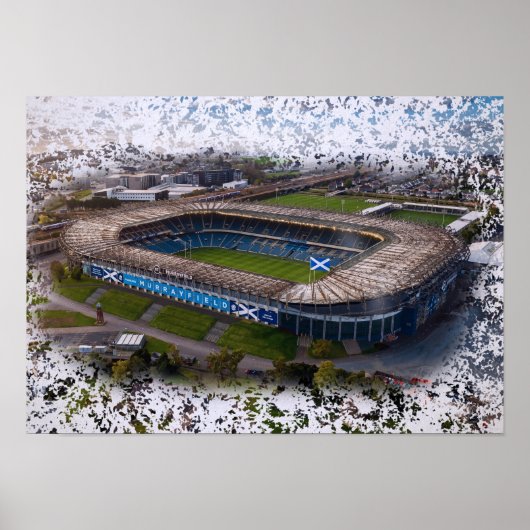 Poster Stade de rugby d'Édimbourg avec drapeau de l'Écoss (Devant)