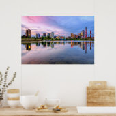 Poster - Stadslandschap weerspiegeld bij schemerin (Keuken)