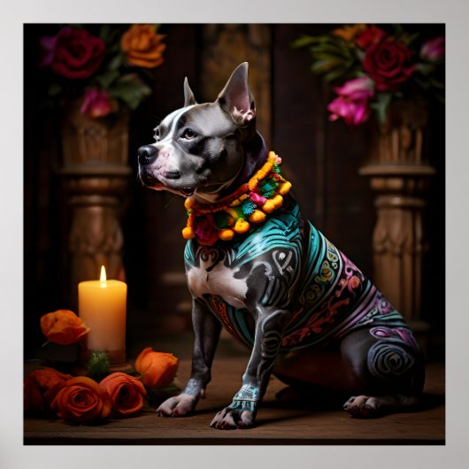 Poster Staffordshire Bull Terrier Autel Jour des Morts (Devant)