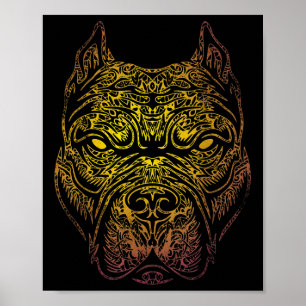 Poster Staffordshire Bull Terrier Chien Tatouage Tribal