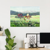 Poster STAGECOACH & FLEURS par SHARON SHARPE (Bureau à domicile)