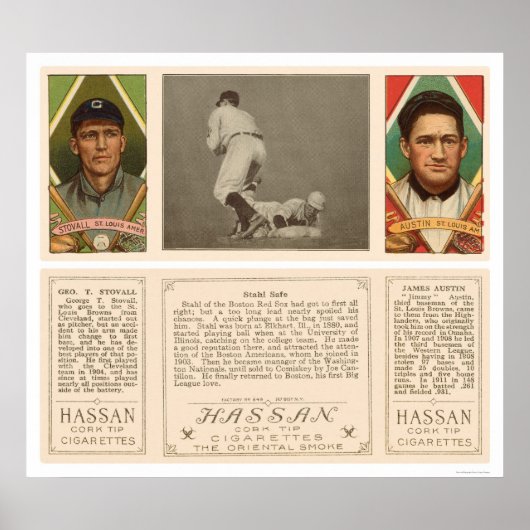 Poster Stahl Red Sox Browns Baseball 1912 (Devant)