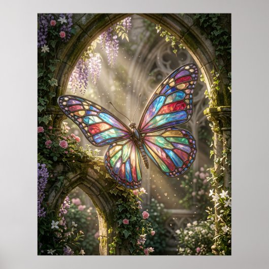 Poster Stained Glass Butterfly Bloom (Devant)