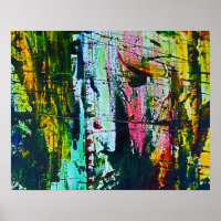 Stained glass effect modern abstract art painting