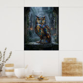 Poster Stained Glass Owl Moonlight (Cuisine)