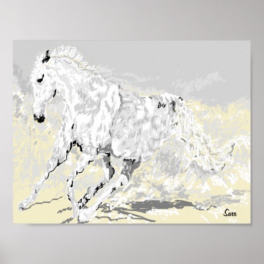 Poster : Stallion blanc en mouvement (Devant)