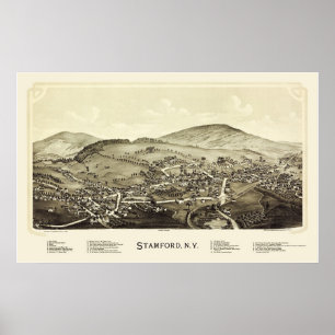 Poster Stamford, NY Carte panoramique - 1890