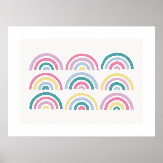 Poster Stamped Rainbows Kids' Art Print - Teal (Devant)