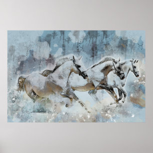 Poster Stampede de Cheval sauvage Ouest