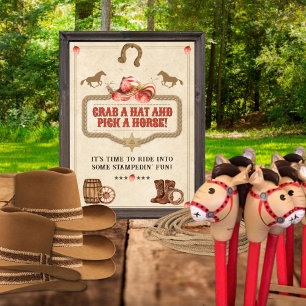 Poster Stampede Fraise Attraper Un Casquette Et Cheval Si
