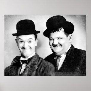Poster Stan Laurel et Oliver Hardy BW Vintage D1