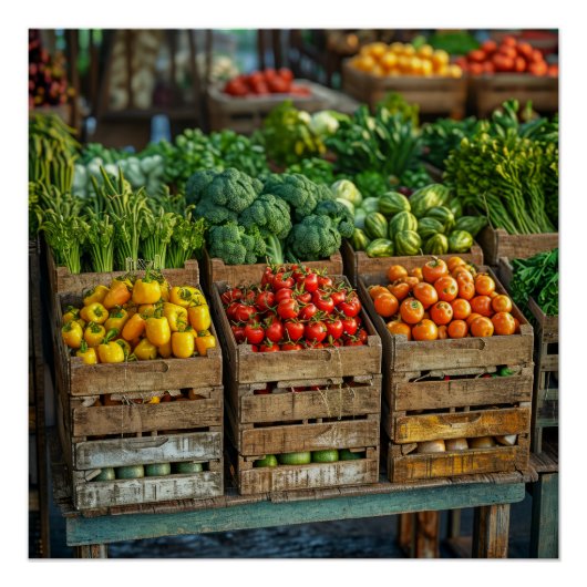 Poster Stand de légumes du marché agricole (Devant)