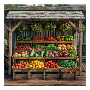 Poster Stand de légumes du marché agricole