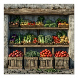 Poster Stand de légumes du marché agricole