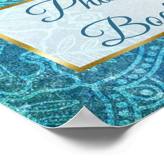 Poster Stand de mariage Photobooth Mandala bleue (Coin)