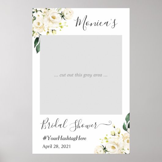 Poster Stand de photomaton de mariage floral rose blanc i (Devant)