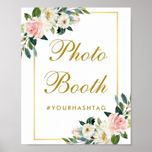 Poster Stand Photo Mariage Fleur Rose Doré (Devant)