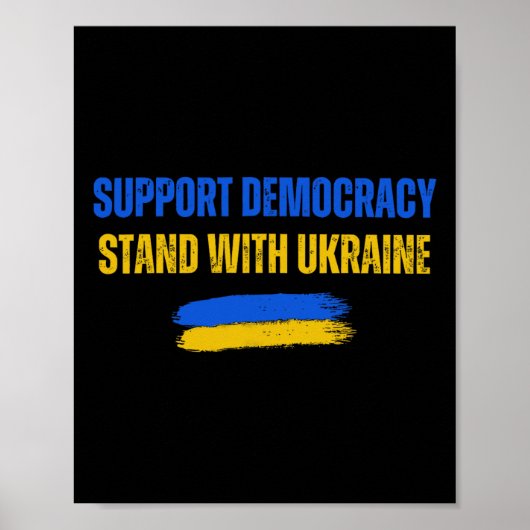 Poster Stand With Ukraine Support Democracy Ukraine Flag  (Devant)
