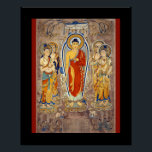 Poster Standing Buddha Tang Dynasty Mogao Caves Silk Road<br><div class="desc">“Fanhe Buddha" wall art poster. Reproduction of the famous Dunhuang embroidery depicting the miraculous Fanhe (Liangzhou) Buddha standing beneath a jeweled canopy and attended by bodhisattvas, a sacred image preserved among the Mogao Cave discoveries along the Silk Road. The original dates to the Tang dynasty and is known for its...</div>