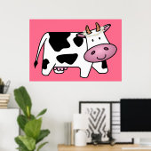 Poster Standing Cow with Daisies (Bureau à domicile)
