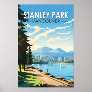 Poster Stanley Park Vancouver Canada Voyage Art Rétro