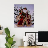 Poster Stanta Claus et l'affiche de la scène forestière (Bureau à domicile)