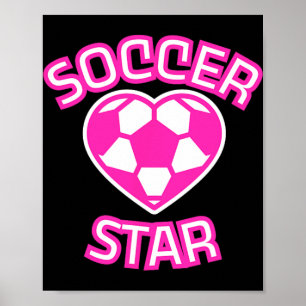 Poster Star de foot, Foot Filles Rose, Football