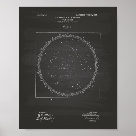 Poster Star Finder 1907 Patent Art Chalkboard (Devant)