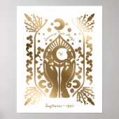 Poster Star & Moon Fortune Teller Monogram & Birth Year (Devant)