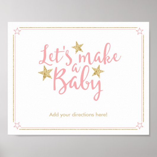 Poster Star Pink Gold Parties scintillant Faire un Baby s (Devant)