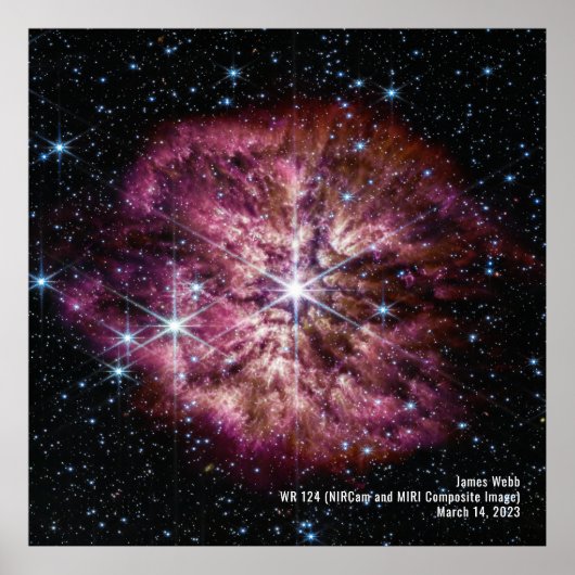 Poster Star Wolf-Rayet 124 (WR 124) Image NIRCam et MIRI (Devant)