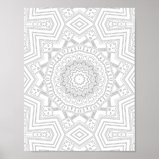 Poster Starburst Geometry Coloring Page Art Design (Devant)