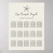 Poster Starfish Beach Wedding 15 Table Seating Charts (Devant)