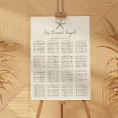 Poster Starfish Beach Wedding 16 Table Seating Charts