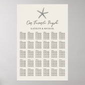 Poster Starfish Beach Wedding 30 Table Seating Charts (Devant)