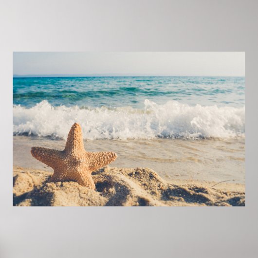Poster Starfish sur une plage de sable Photo (Devant)