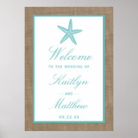 Starfish Turquoise Burlap Beach Wedding Collection