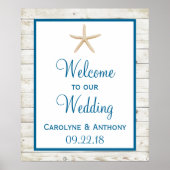 Poster Starfish Whitewashed Wood Beach Wedding Collection (Devant)