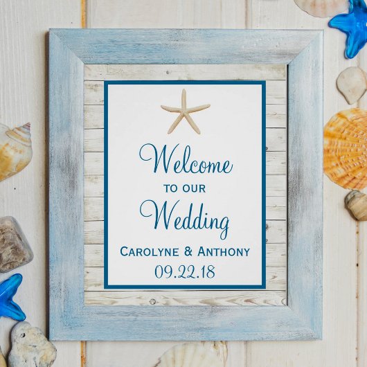 Poster Starfish Whitewashed Wood Beach Wedding Collection