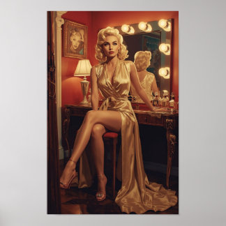 Poster Starlette Hollywoodienne des Années 50 – Rétro